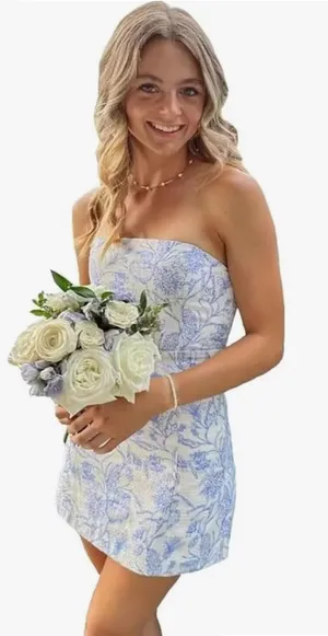 RSOETOO Strapless Dress Blue Size 8 thumbnail 1