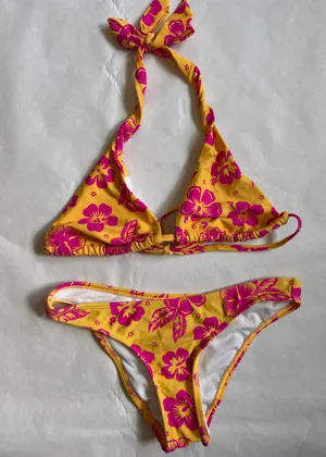 Target Xhilaration Bikini Set Yellow Pink thumbnail 1