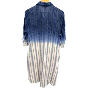 Andree by UNIT Blue Ombre Striped‎ Floral Embroidered Cotton Tunic Dress Small thumbnail 7