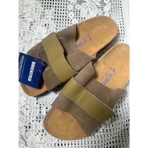 Birkenstock Kyoto Taupe Suede Slides thumbnail 2