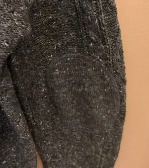BDG Fall For cable Knit Speckled Crew Neck Sweater elbow patches Grey Large thumbnail 7