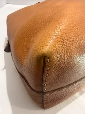 Vintage Fendi Selleria Pebbled Leather Satchel – Cognac Brown thumbnail 9
