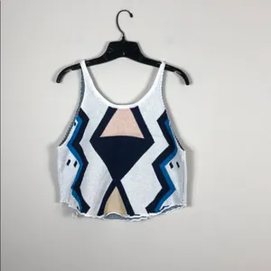 Somedays Lovin Tribal Knit Tank Top Scallop Hem Cotton Boho Size Small NWT thumbnail 8
