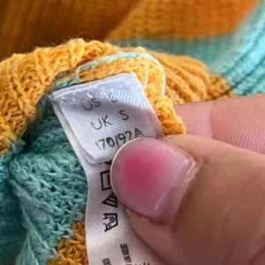 Free People Beach Malibu Surf Sweater Icelandic Poppy Orange Teal Striped Small thumbnail 6