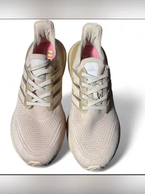 adidas woman Light Beige Knit Running Sneakers thumbnail 2