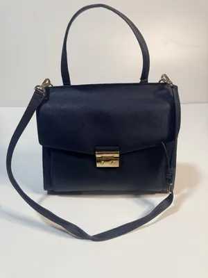 Michael Kors Blue Saffiano leather crossbody satchel travel organizer purse bag thumbnail 2