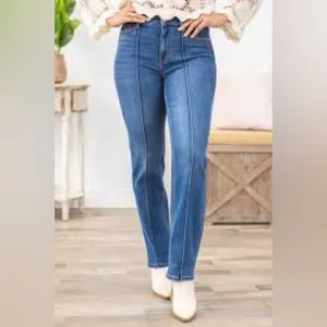 Judy Blue High Rise front seam cuffed straight leg jeans‎ size 26 thumbnail 2