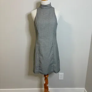 NWT Urban Outfitters Mini‎ Dress Mock Neck Sleeveless Fitted Black White Medium thumbnail 2