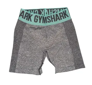Gymshark Gray Seamless Workout Biker Shorts with Mint Logo Waistband thumbnail 1
