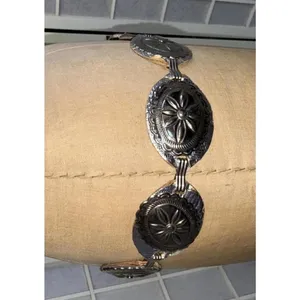 Vintage Y2K Silver Tone‎ Stamped Metal Boho Western Rodeo Concho Style Belt thumbnail 3