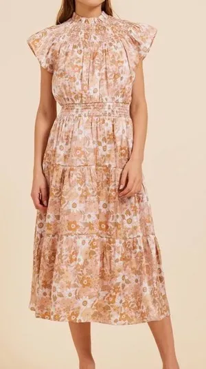 Moodie Rose Floral Smocked Midi Dress thumbnail 1