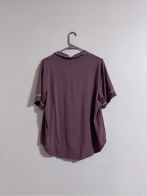 Victoria secret Short-Sleeve Button-Down Shirt - Dusty Mauve with White Piping thumbnail 3