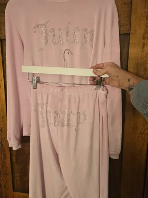 Juicy Couture Pink Velvet Logo-Studded Track Pants And Top Large thumbnail 7