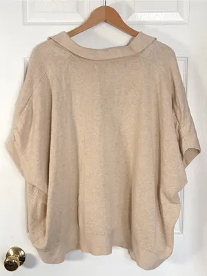 Banana Republic Oversized Johnny-Collar Sweater XL/XXL Cotton Linen Blend thumbnail 3