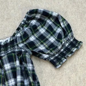 American Eagle Dress Womens M Green Plaid Cottagecore Dark Academia Smocked thumbnail 5
