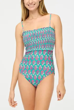 J. Crew Smocked One Piece Swimsuit thumbnail 1