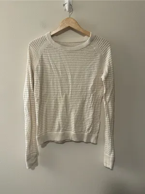 Lululemon Pointelle-Knit Cotton Sweater Light Ivory fits a small 4 or 6 W3HMIS thumbnail 3