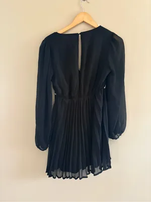 Lulus Stylish Shine Black Rhinestone Bow Long Sleeve Mini Dress Size small thumbnail 5