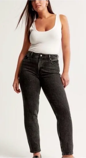 Abercrombie & Fitch The Mom High Rise Jean Faded Black 34/18 thumbnail 1