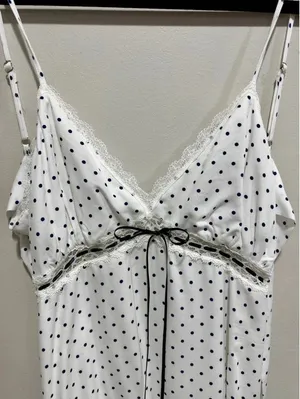 Hollister Polka Dot Lace Babydoll Mini Dress Bow Back Petite S thumbnail 3