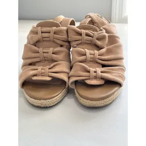 Sam Edelman Tan Suede Espadrille‎ Wedge Sandals Bow Ankle Strap Women Size 6.5M thumbnail 3