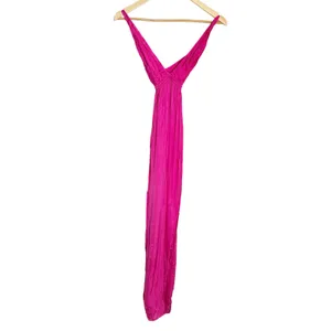 Indah Revolve Hot Pink Satin Plunge V-Neck Strappy Slit Resortwear Maxi Dress XS thumbnail 3