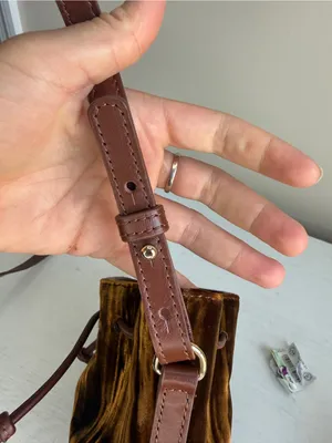 SEZANE VELVET MINI FARROW Brown Velvet Crossbody Bag Sold Out thumbnail 5