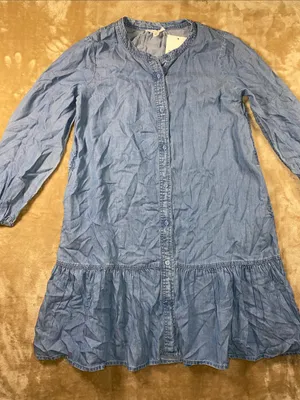 beachlunchlounge Light Blue Denim Button-Front Dress thumbnail 1