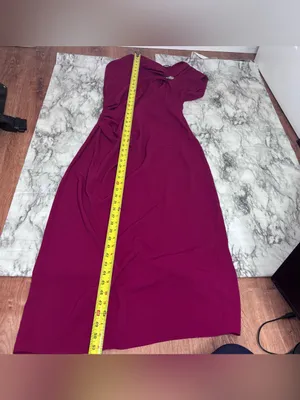 Zara Draped Fuchsia pink Midi Dress Silver Ring sleeveless size XL vacation thumbnail 6