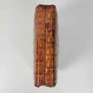 Vintage Womens Genuine Alligator Skin Leather Clutch Purse Cognac Brown Handmade thumbnail 10