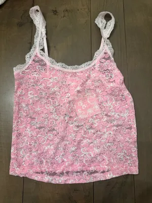 VS Pink x LoveShackFancy Size XS Pink Bow Lace Camisole Tank NWT Coquette thumbnail 1
