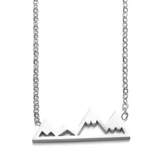 White‎ Gold Plated Mountain Bar Pendant Necklace, 16-18” thumbnail 2