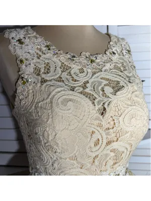 Dancing Queen cream floral sheer mesh dress beaded fairy princess homecoming M thumbnail 10