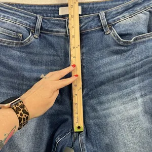 Vervet Plus 18 Jeans High Rise Raw Step Hem Crop Kick Flare Medium Wash‎ Stretch thumbnail 13