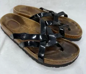Birkenstock Betula Vinja Black Faux Patent Leather Strappy Sandals Size 40N US 9 thumbnail 1