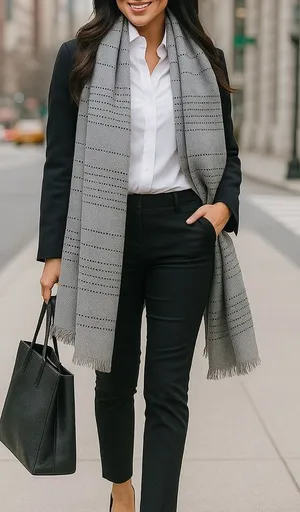 J. Crew Striped Scarf Fringe Oversize Wrap OS Travel Fall Winter Academia Preppy thumbnail 1