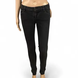 Alice + Olivia Black Low-rise Skinny Jeans Size 2 Boho Style EUC thumbnail 2