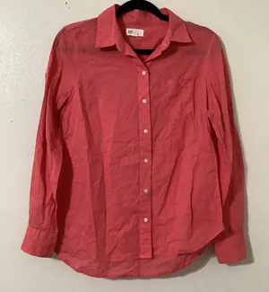 Gap Coral Polka Dot Lightweight Casual School Boyfriend‎ Fit Button Down Shirt S thumbnail 1