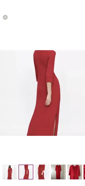 Zara Bright Red Fringe Knit Maxi Dress thumbnail 4