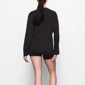 SKIMS boyfriend Long-sleeves T Shirt in Onyx Size XS thumbnail 4