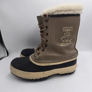 Sorel Arctic Pac Vintage Duck Boots Women’s 9 Brown Leather Wool Lined Canada thumbnail 1