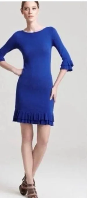 Lilly Pulitzer Helena Merino Wool Ruffle Sweater Dress Size Medium thumbnail 1