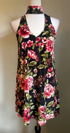 Show Me Your Mumu‎ Friday Choker Dress Velvet Floral Mini whimsi Y2K boho XS NEW thumbnail 1