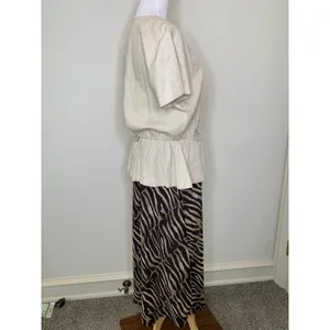 Studio I Mixed Print Safari Style Dress Zebra Print Skirt Sz Medium / Large thumbnail 5