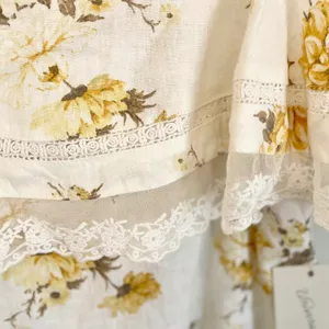 Universal Threads Womens Floral Linen‎ Blend Lace Trim Ruffle Mini Dress White S thumbnail 4