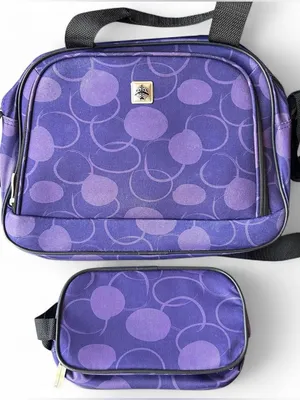 Purple polka dot carry on luggage bag with small accessory bag thumbnail 1