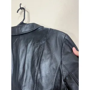 Vintage East 5th Black Genuine Leather Zipper Front‎ Jacket Women's Medium thumbnail 10