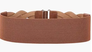Women leather stretch waistband belt brown thumbnail 2