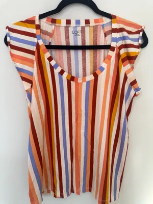 Loft Outlet Striped Flutter Sleeve Top Size L Multicolored Size L thumbnail 1