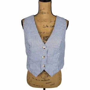 Sz L Private Label Blue Striped Vest and Pants Set New thumbnail 5